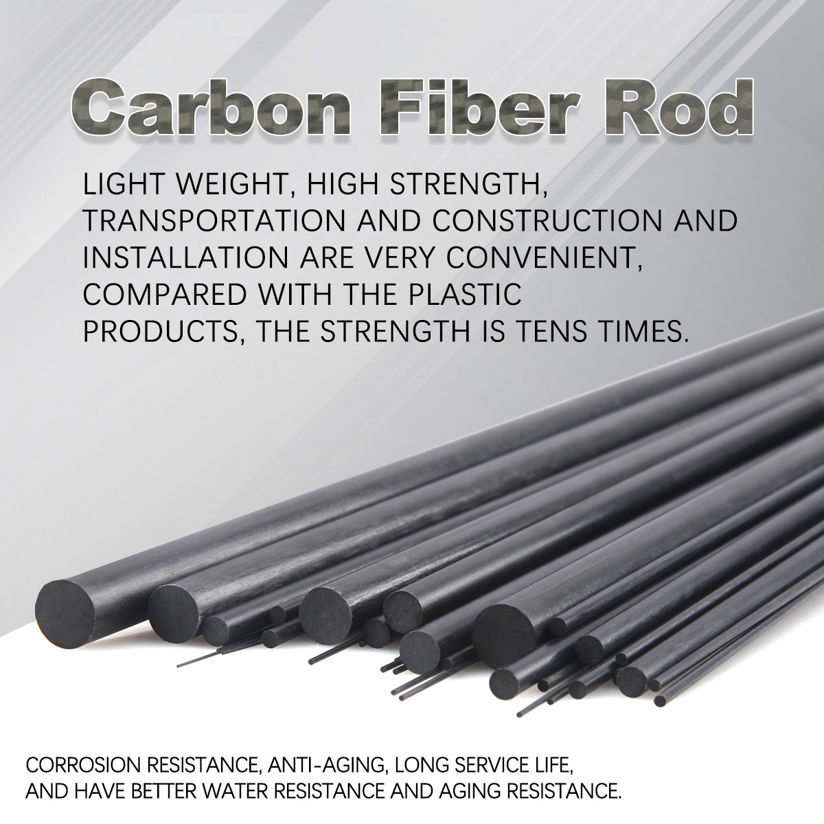 5pcs Carbon Fiber Rods Dia 1mm 2mm 3mm 4mm 5mm 6mm 7mm 8mm 10mm 11mm ...