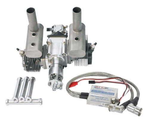 RCGF 50cc Twin Cylinder Petrol/Gasoline Engine Dual Cylinder with Muffler/Igniton/Spark Plug
