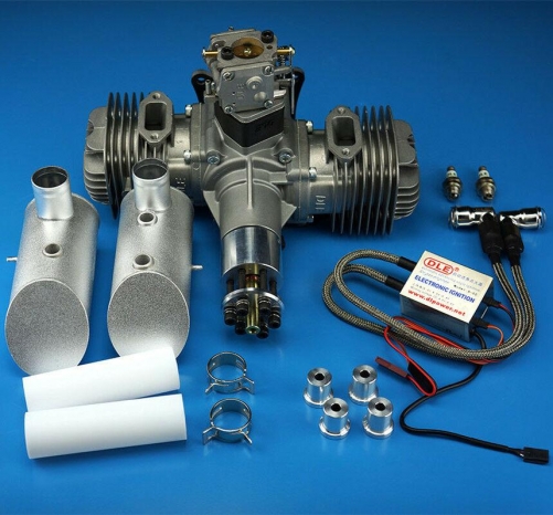 DLE 120CC Two Stroke  Twin Cylinder Side Exhaust Gasoline Engine for RC Aircraft
